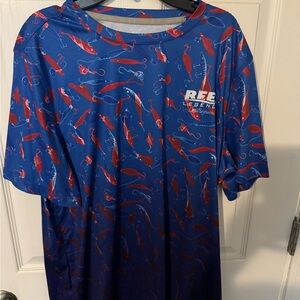 Reel Legends Vibrant Blue and Red Lure Shirt